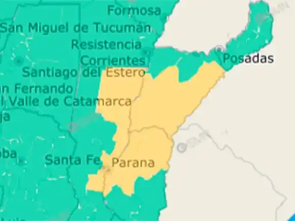 Alerta amarilla por tormentas en Concordia y otros nueve departamentos entrerrianos