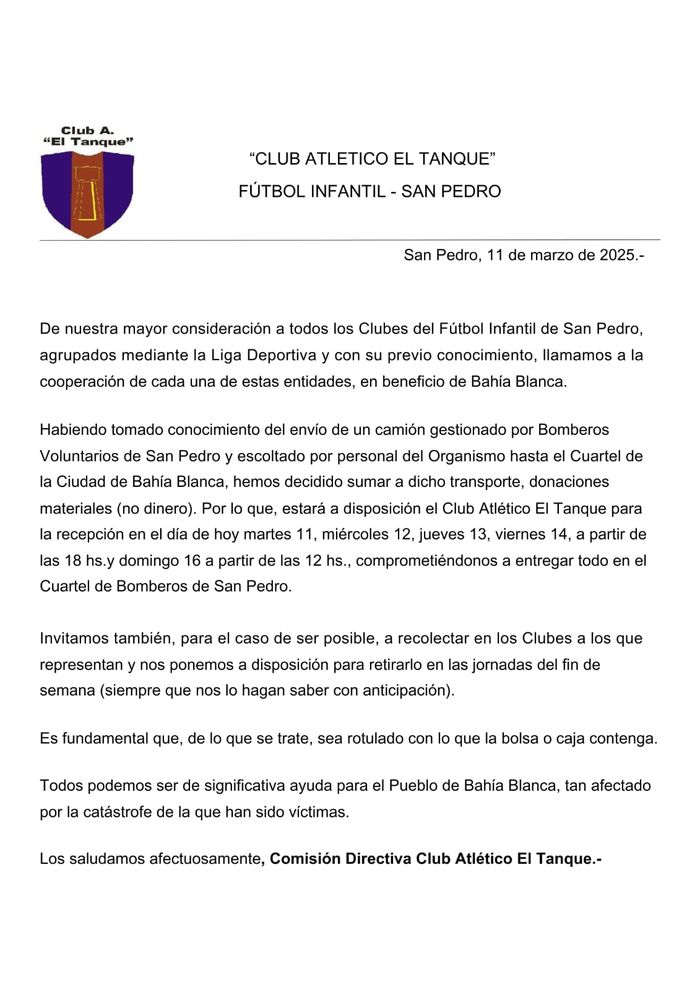 donaciones el tanque