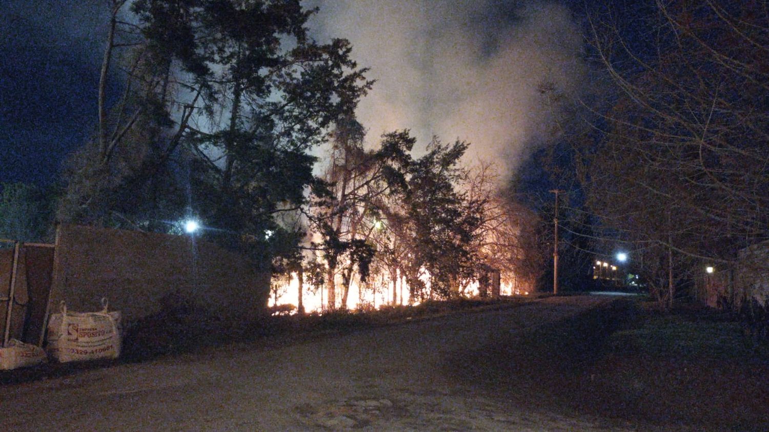 Los voluntarios sofocaron el incendio en el arbolado.
