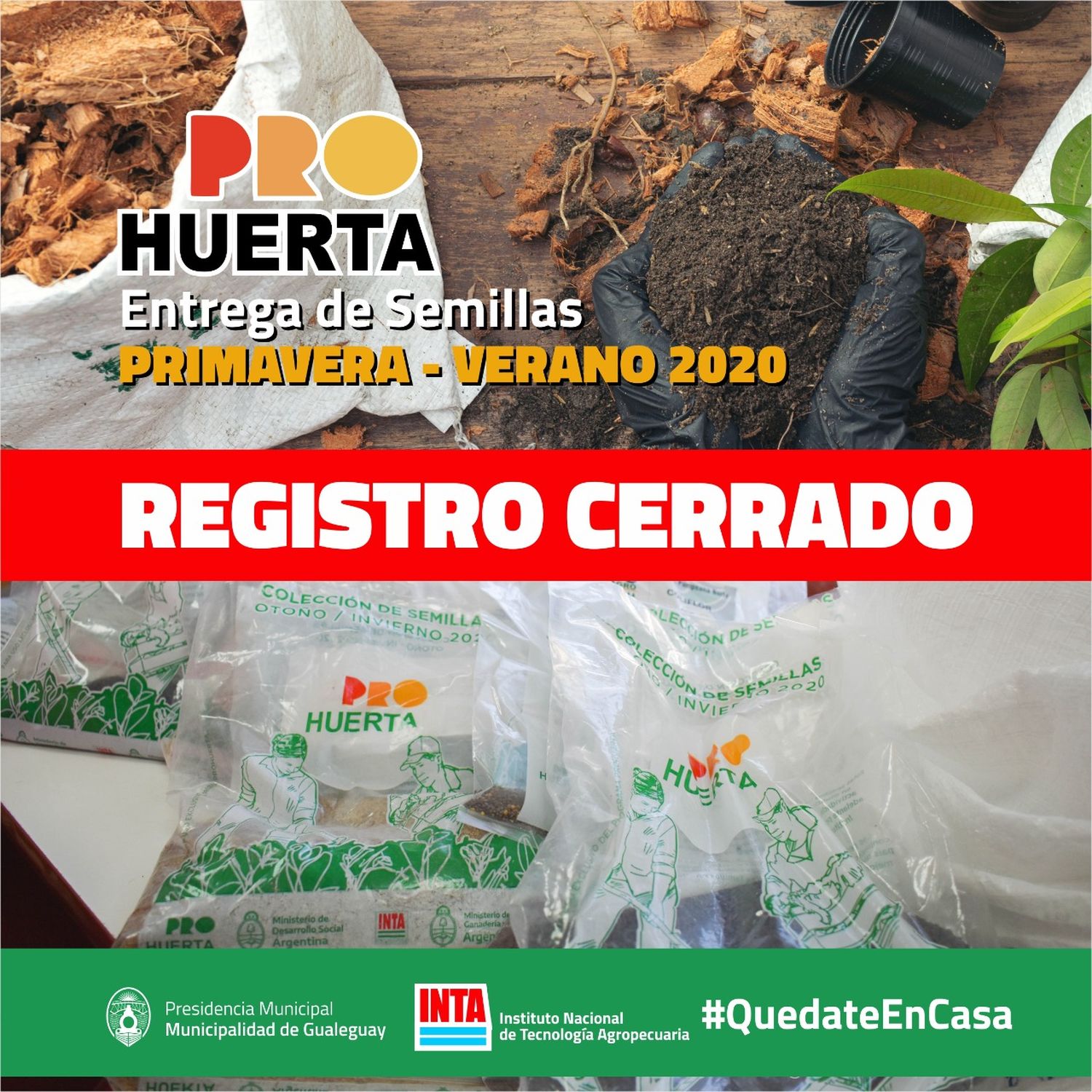 Se cerró el Registro de Entrega de Semillas.