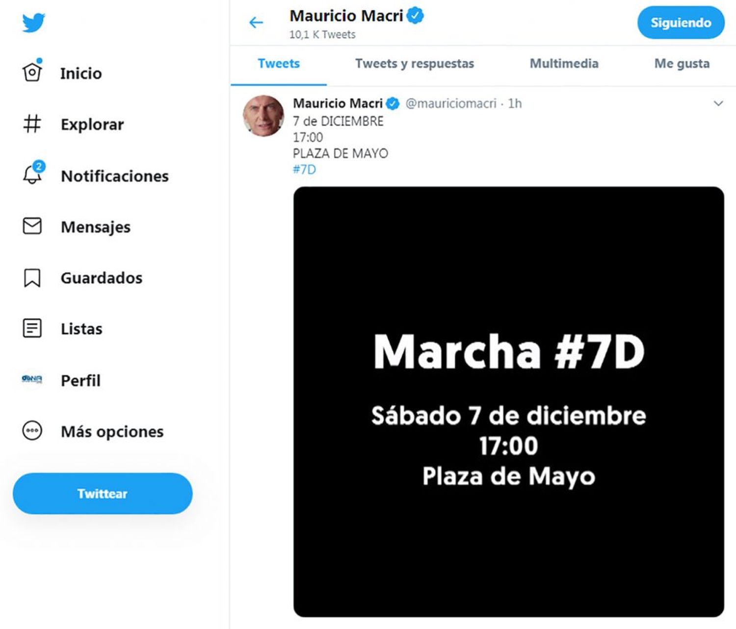 Macri convocó a una marcha del #7D para despedirse del gobierno sin perder terreno