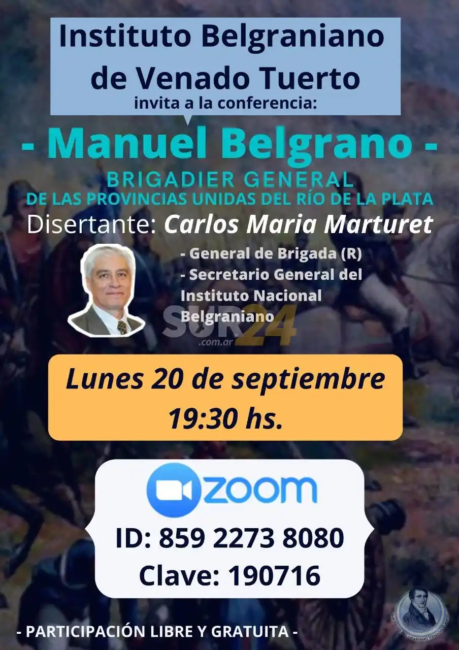 Instituto Belgraniano invita a conferencia virtual sobre la gesta del prócer