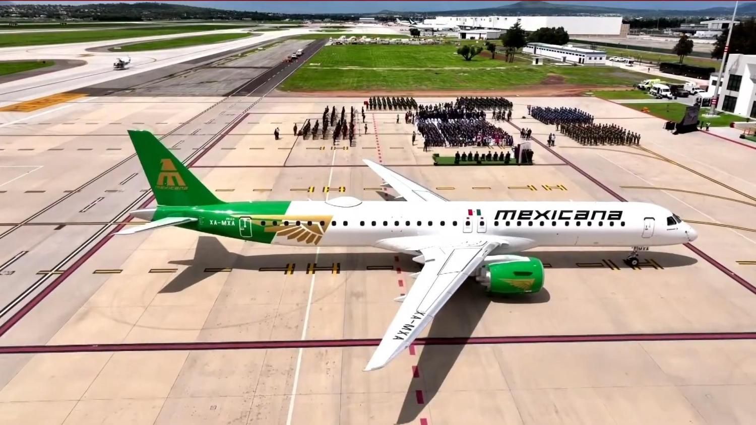"Mexicana de Aviación es una declaración de principios", dice presidenta al recibir el primer Embraer E195-E2