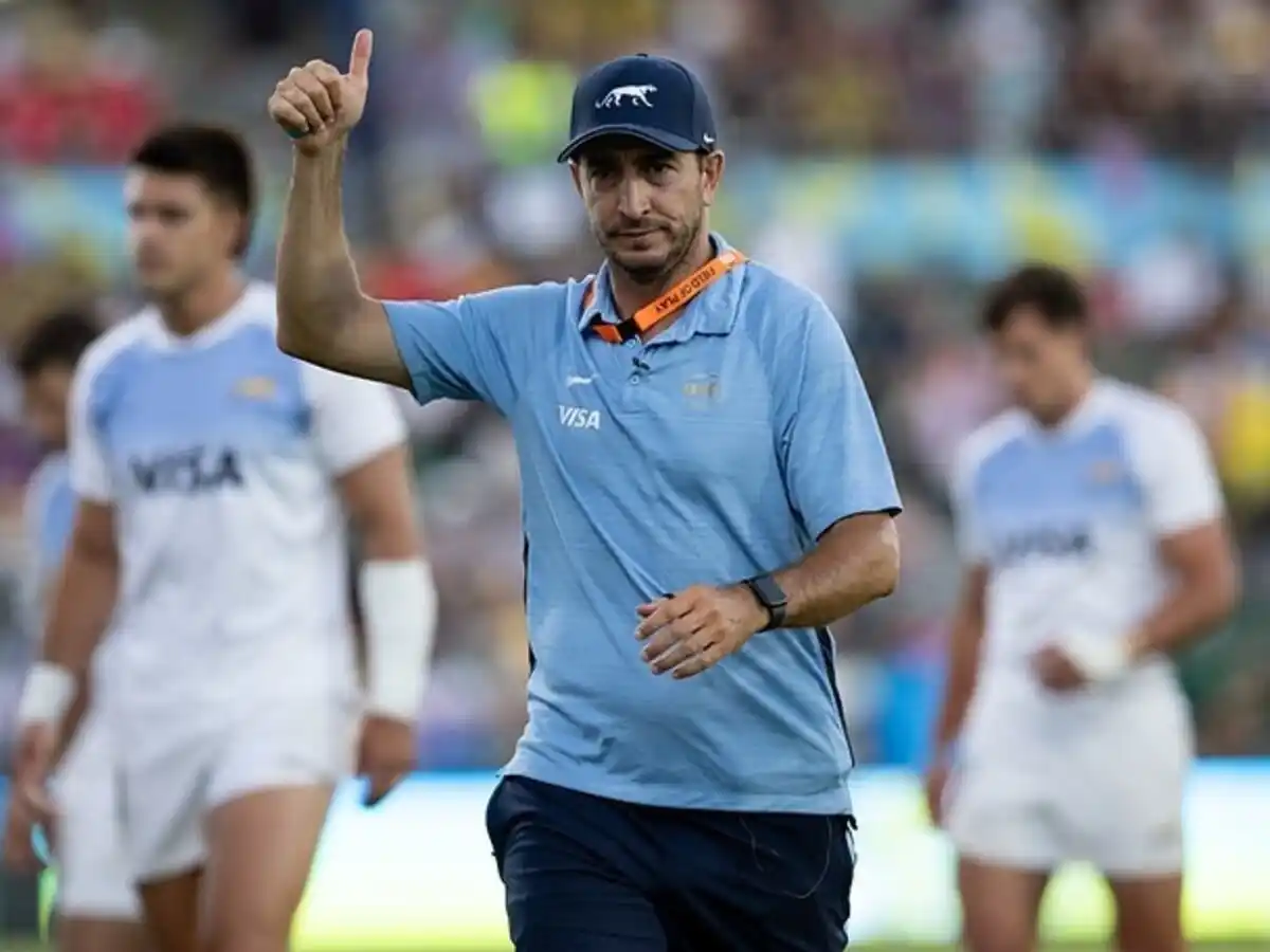 El coach de los Pumas 7, Santiago Gómez Cora hoy en Rafaela.Foto:UAR