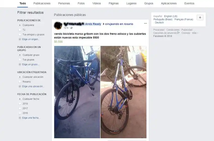 Le robaron la bici y la encontró en venta en Facebook