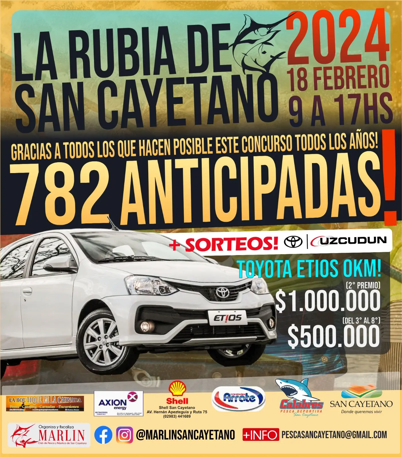 La Rubia de San Cayetano confirmó 782 anticipadas