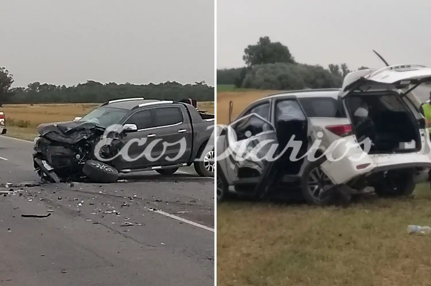 Choque entre dos camionetas en la ruta 228