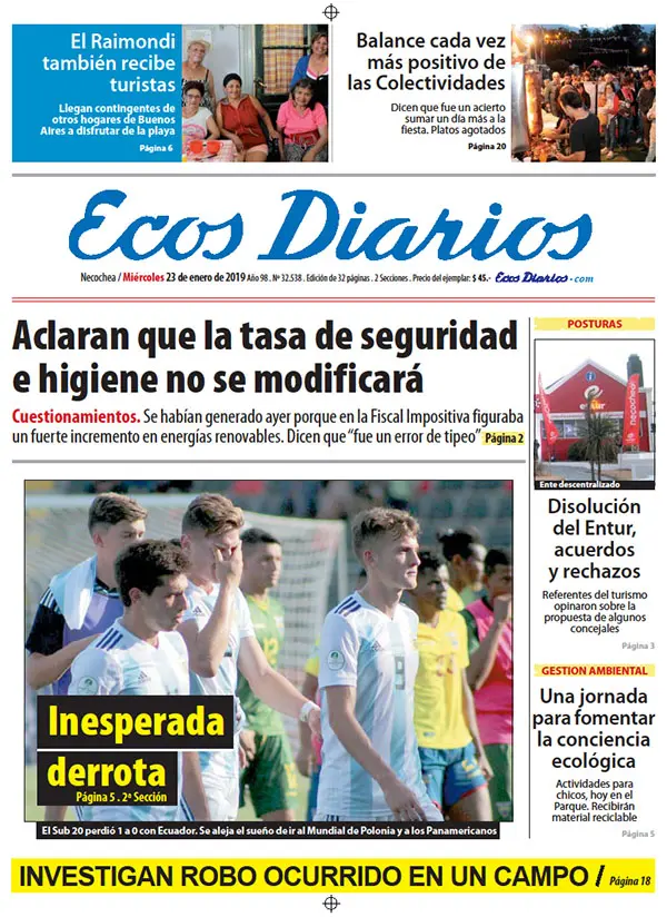 Tapa del 23 de enero de 2019