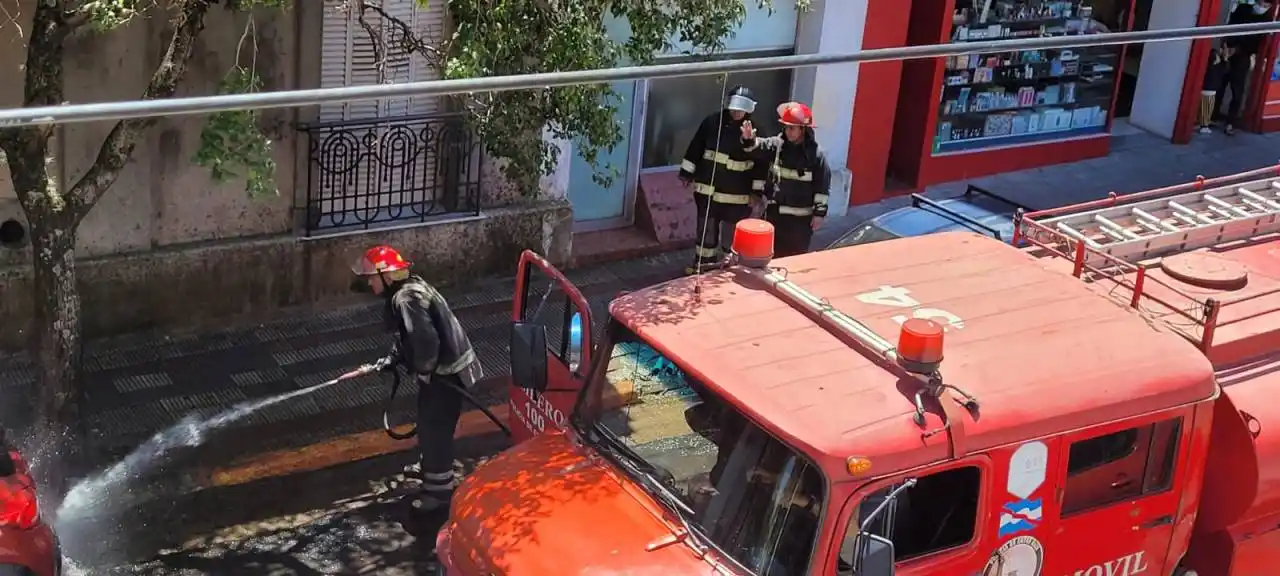 Un auto con patente uruguaya perdía nafta en pleno centro