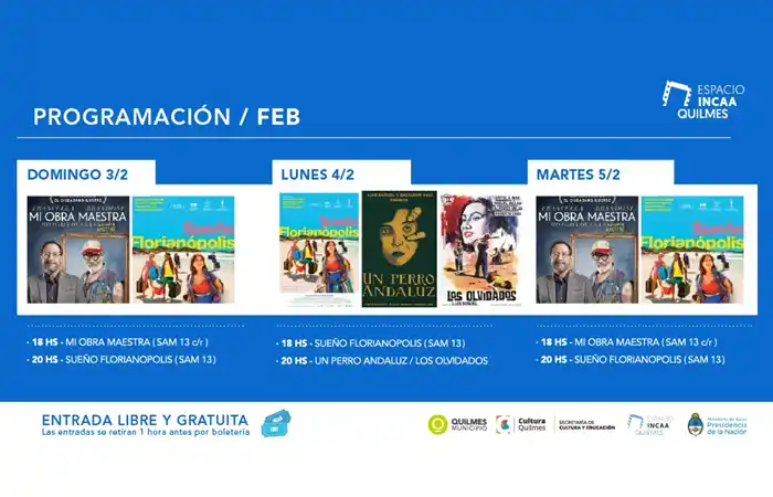 Espacio INCAA Quilmes abre la temporada 2019 con gran oferta de películas
