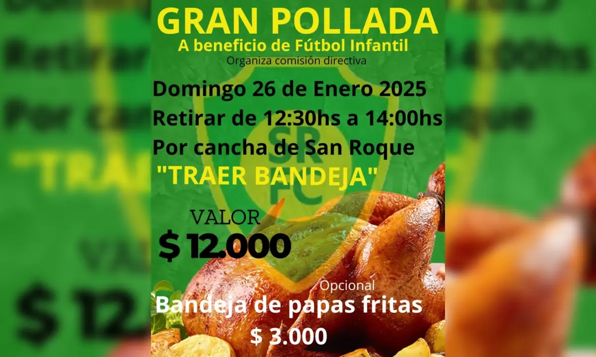 San Roque organiza una pollada a beneficio de su fútbol infantil