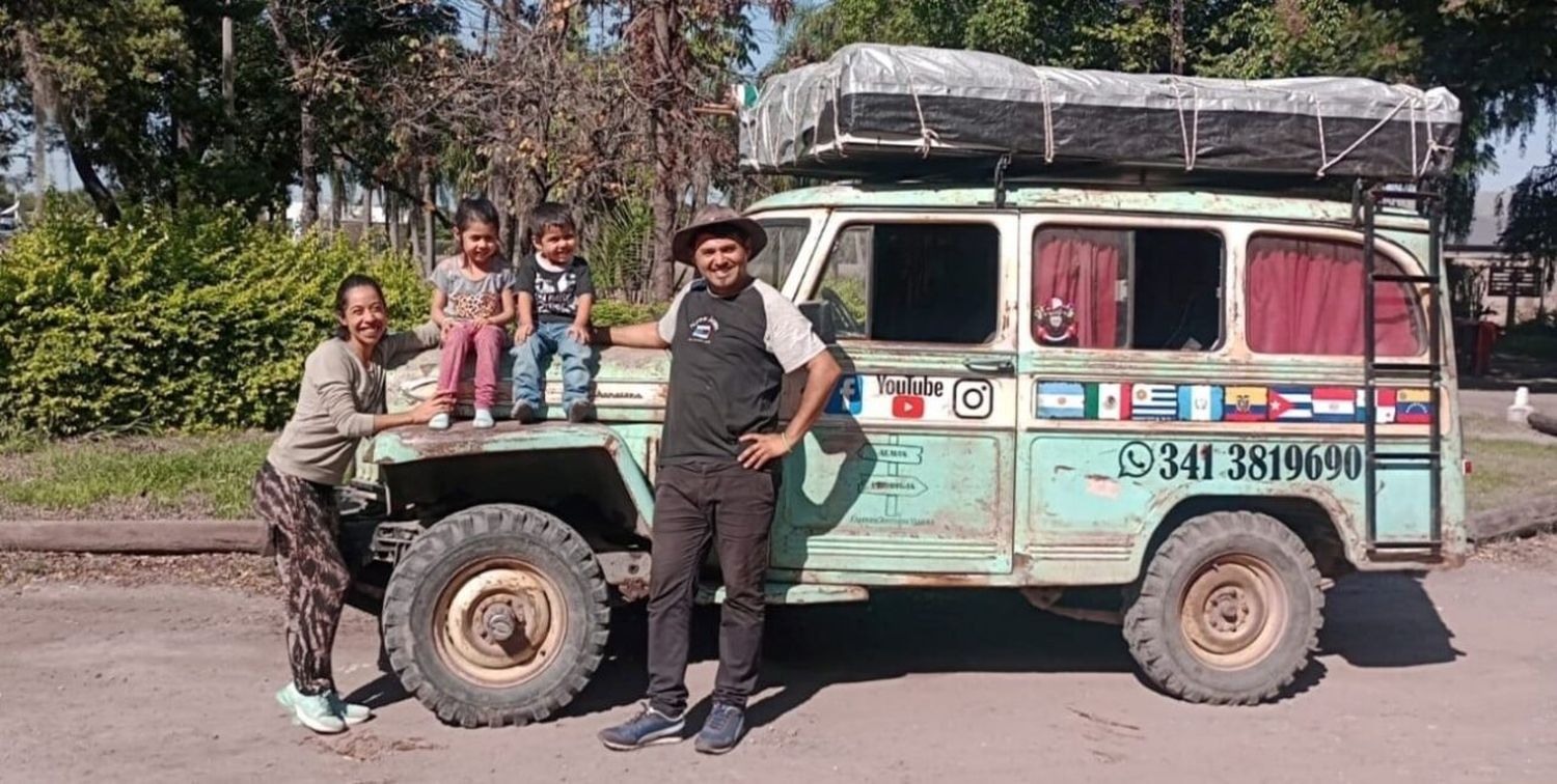 La familia que recorre el país en una estanciera pasó por el norte santafesino