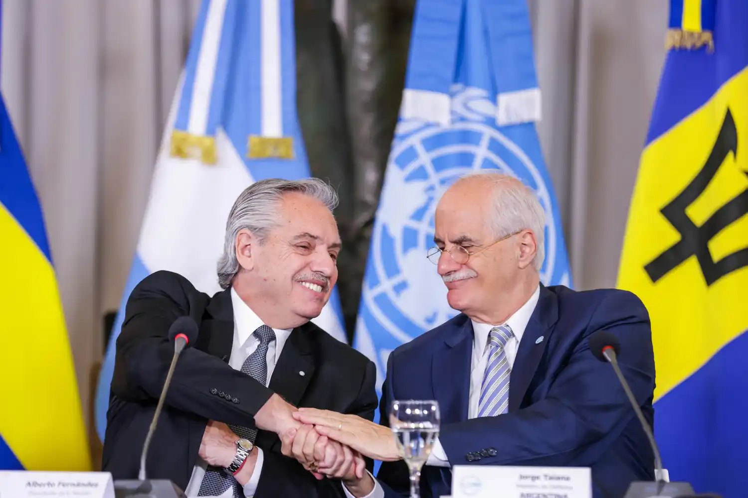 Alberto Fernández y el ministro Jorge Taiana.