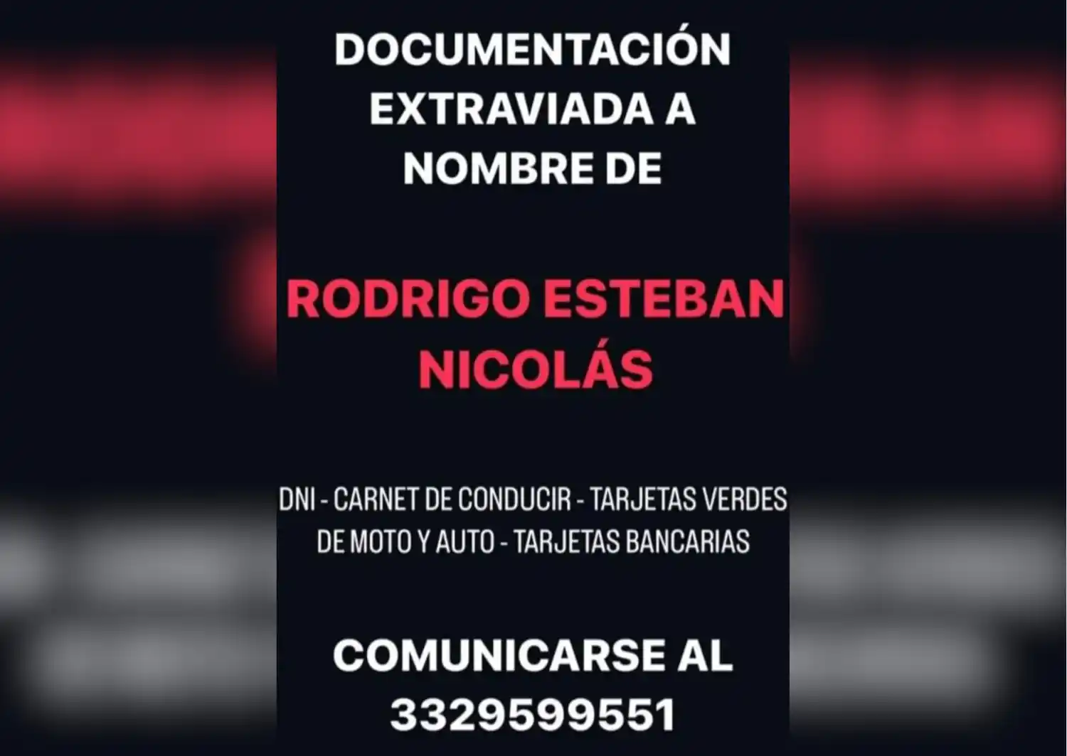 Buscan documentación de Rodrigo Esteban Nicolás