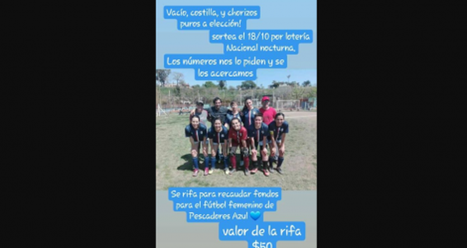 Rifa del equipo de fútbol femenino Pescadores Azul
