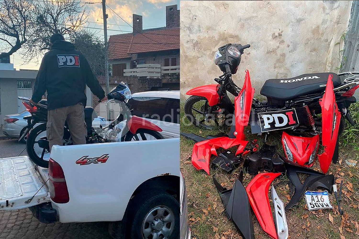 Dejó la moto estacionada en la vereda y se la robaron: la encontró la PDI toda desarmada