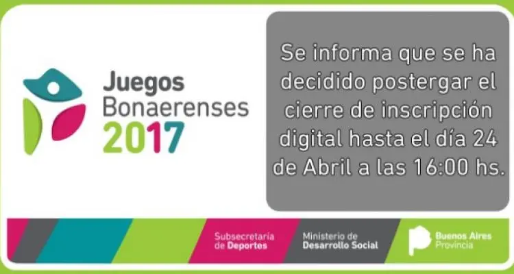 Extienden el plazo de inscripción a los Juegos Bonaerenses