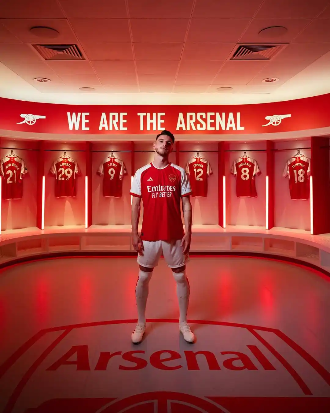 Declan Rice en el vestuario