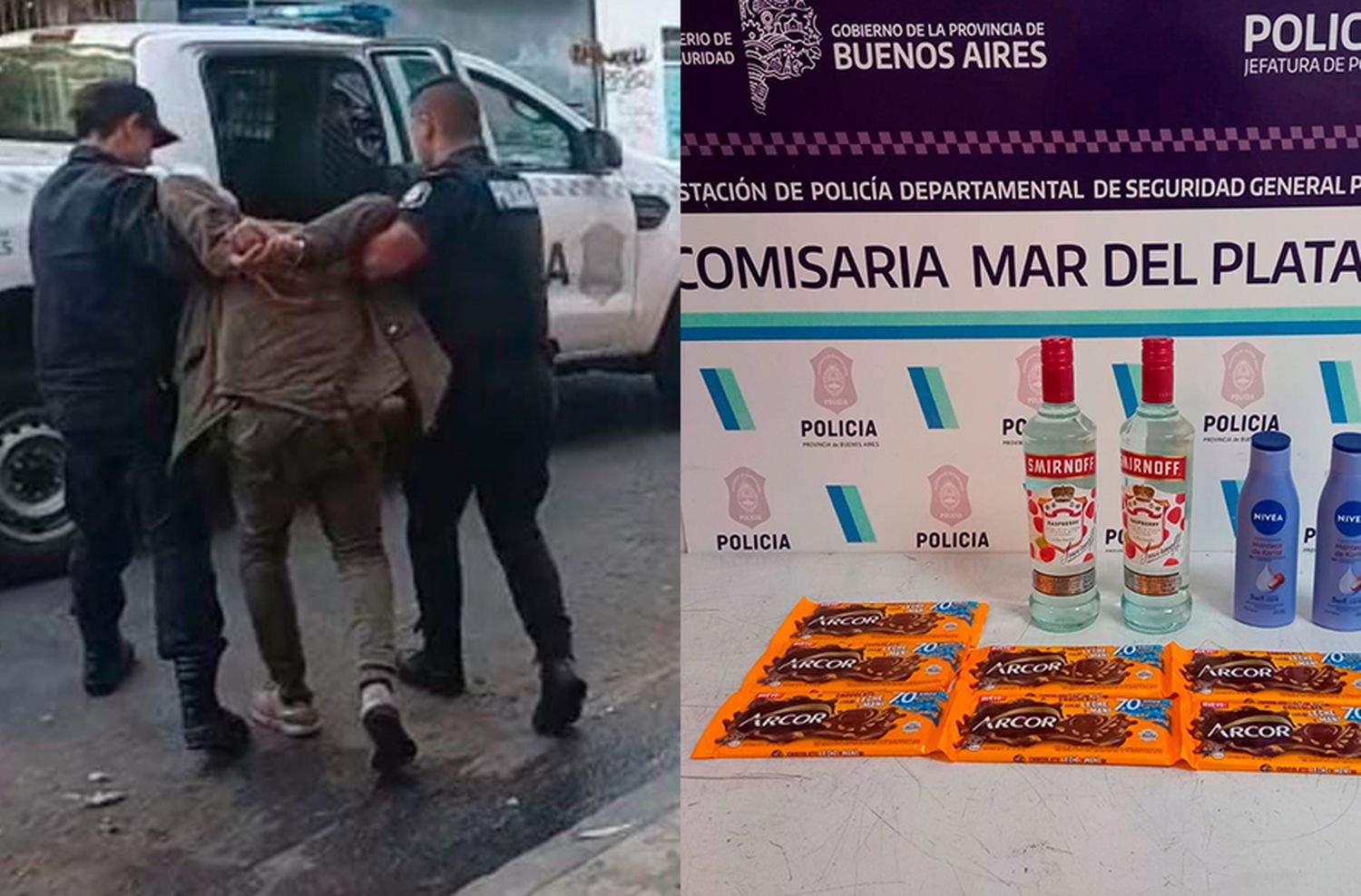 Se llevó chocolates, cremas y Vodka de un hipermercado: detenido a los pocos metros