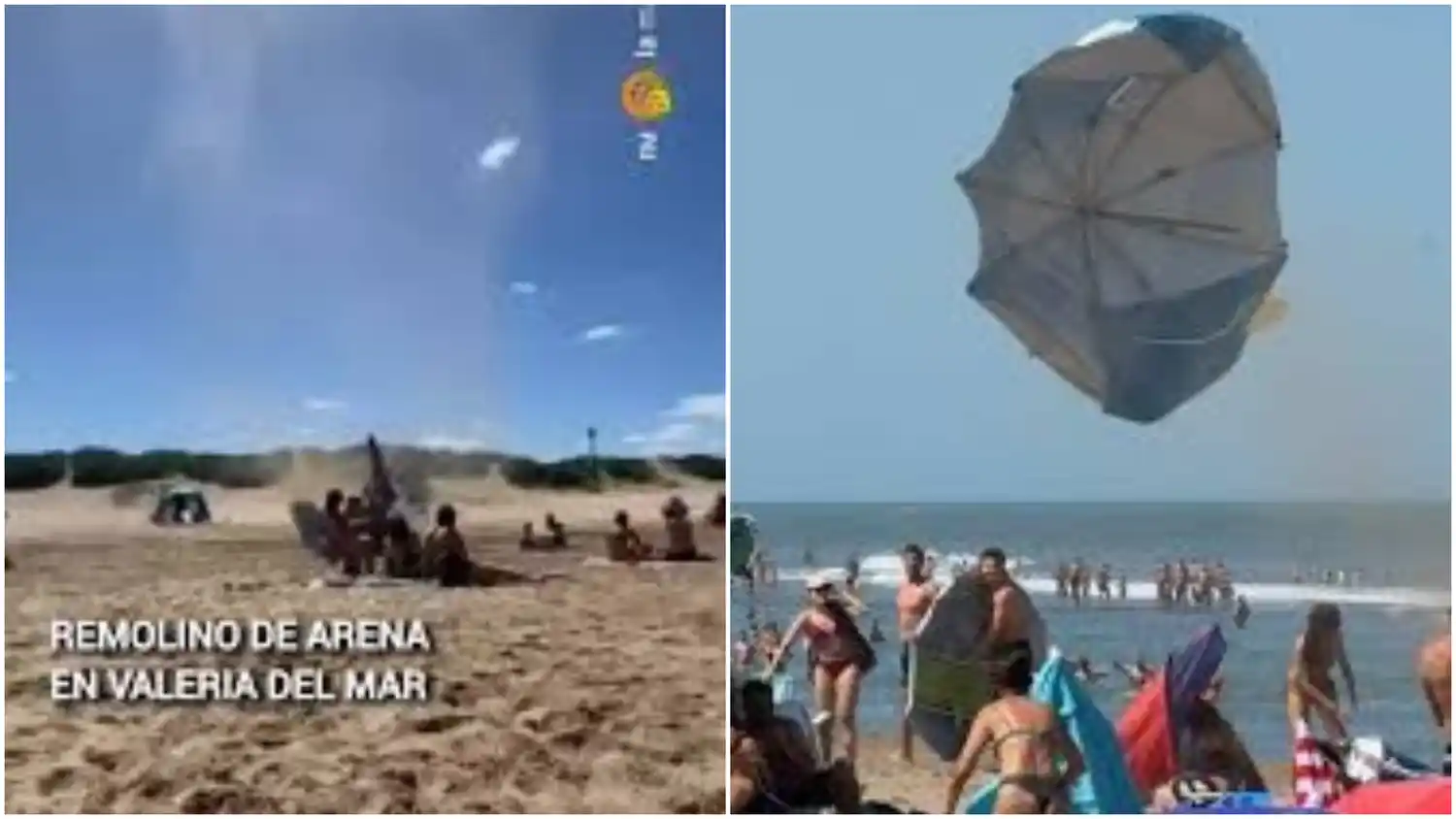 Remolinos de arena sorprendieron a turistas en la costa bonaerense de Valeria del Mar