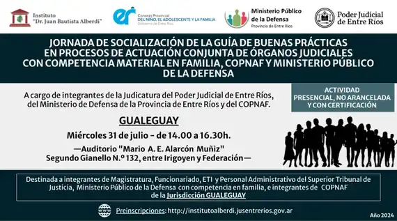 Gualeguay: Capacitarán en buenas prácticas para intervenciones en causas judiciales con niñas, niños y adolescentes