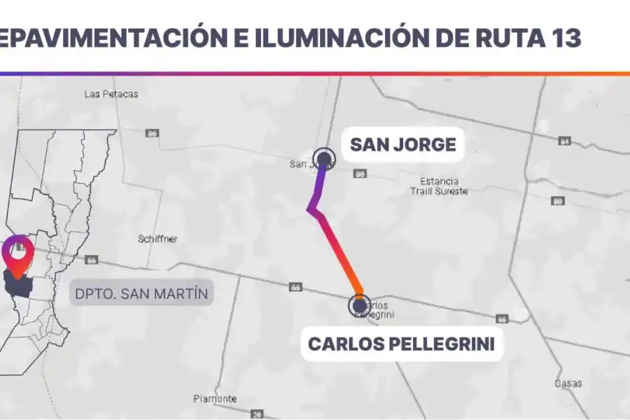 El gobierno santafesino repavimentará la Ruta Provincial Nº13 entre San Jorge y Carlos Pellegrini