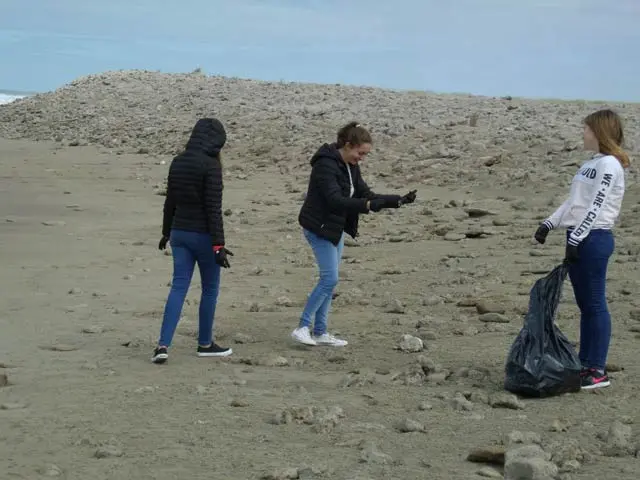 Alumnos participaron de una  jornada de limpieza de playas