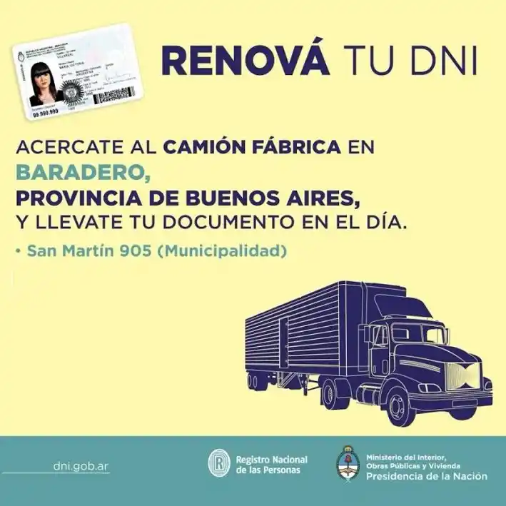 Baradero: Llegarán camiones para renovar DNI y Pasaporte