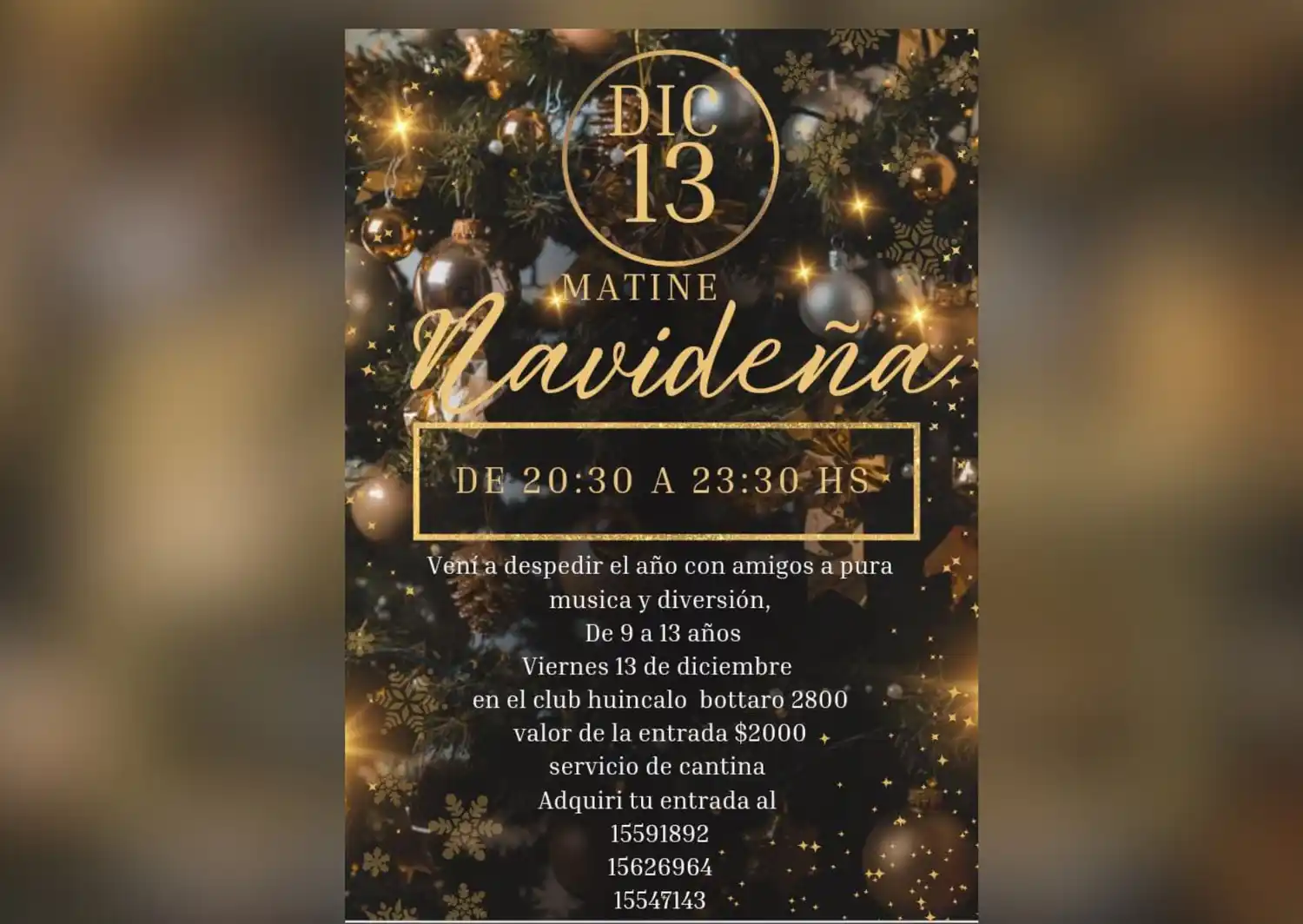 El Club Huincaló organiza una matiné navideña a beneficio de patín carrera