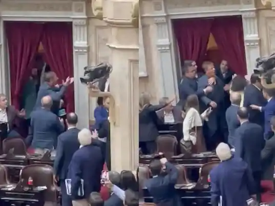 Imágenes de la pelea en el Congreso.