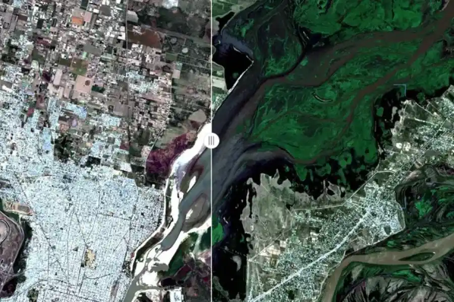 El impactante cambio de la laguna Setúbal en diez meses visto desde un satélite