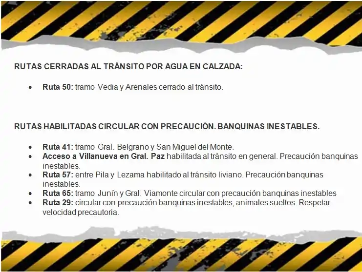 Inundación: Sigue cortada la ruta 50 pero habilitaron la 41