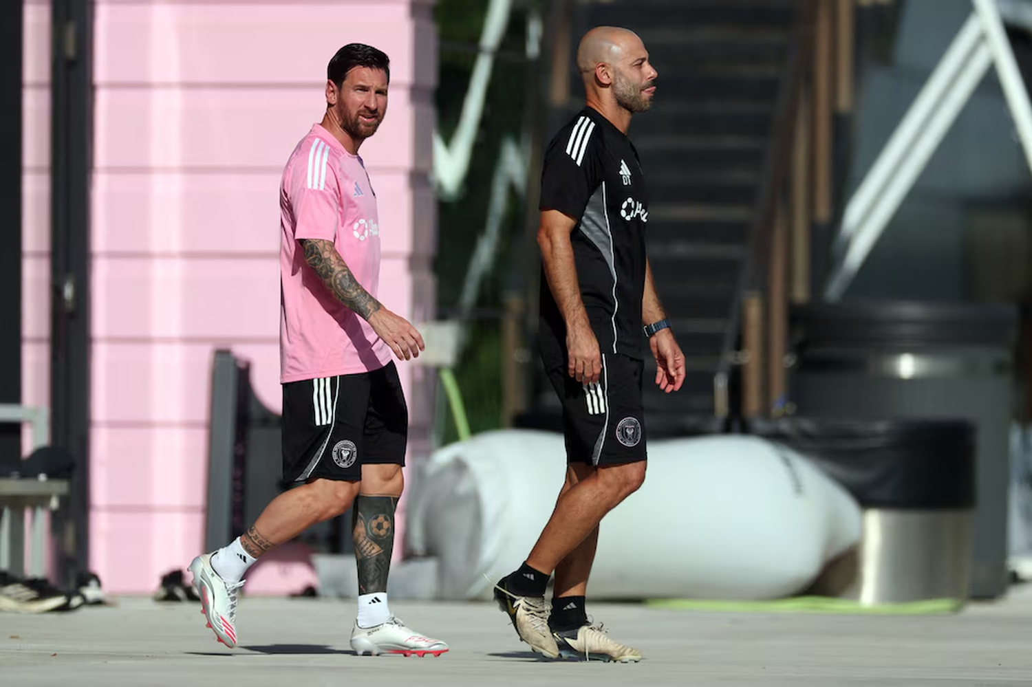 Mascherano y Messi en el entrenamiento del Inter Miami