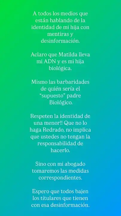 Comunicado de Luli Salazar