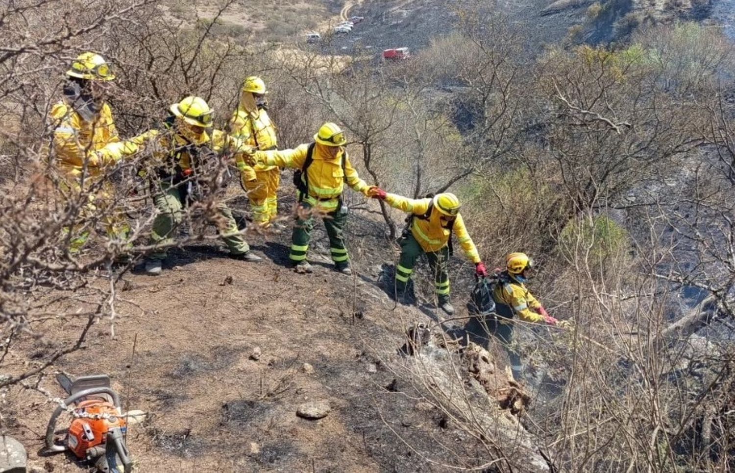 Los bomberos de la provincia en la zona cero. Foto: FSABV