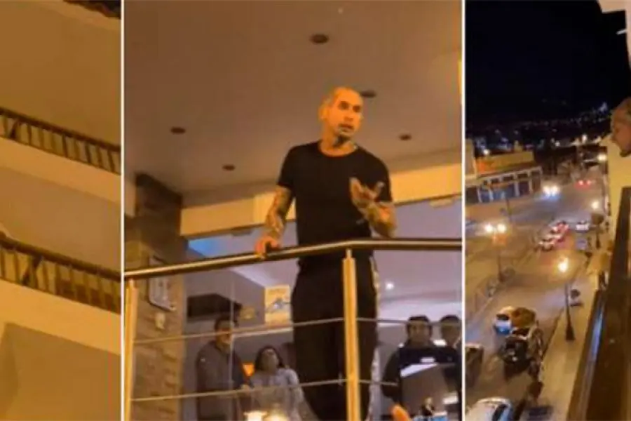 VIDEO | Cancelaron show de Ke Personajes y Emanuel Noir cantó desde el balcón del hotel