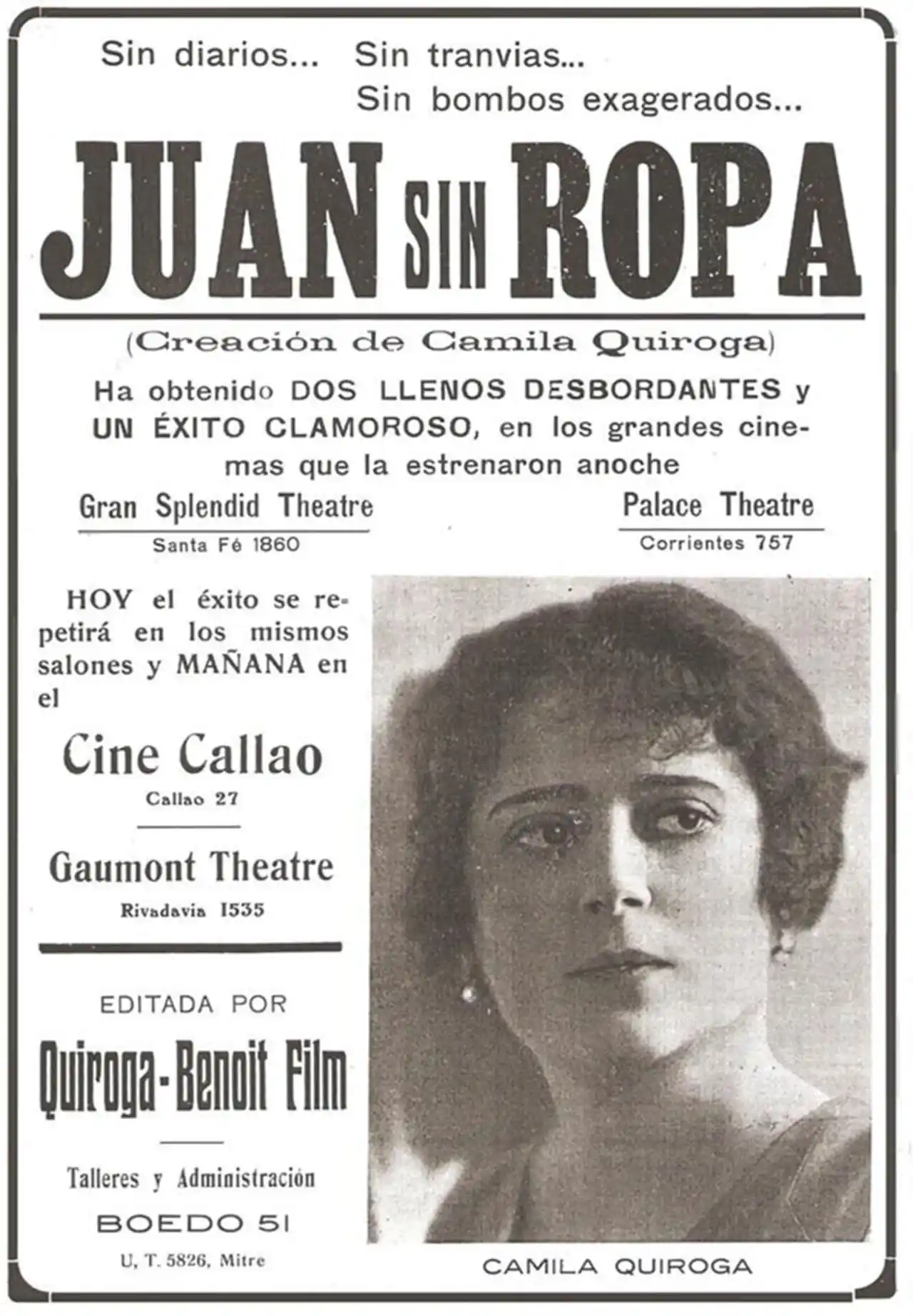 El primer film realista del cine argentino fue ‘Juan sin ropa’ y se estrenó en 1919