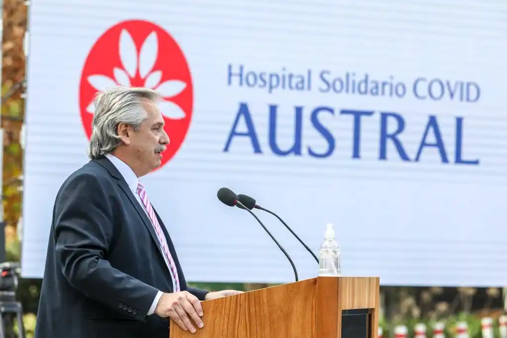 Alberto Fernández encabezó la puesta en marcha del Hospital Solidario COVID-19 Austral en Pilar