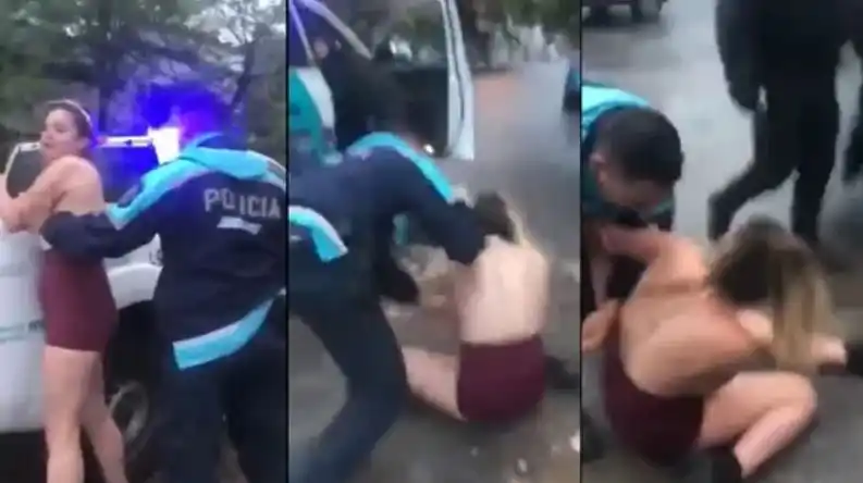 Un policía golpeó y desnudó a una chica a la salida del boliche: todo quedó grabado en un video
