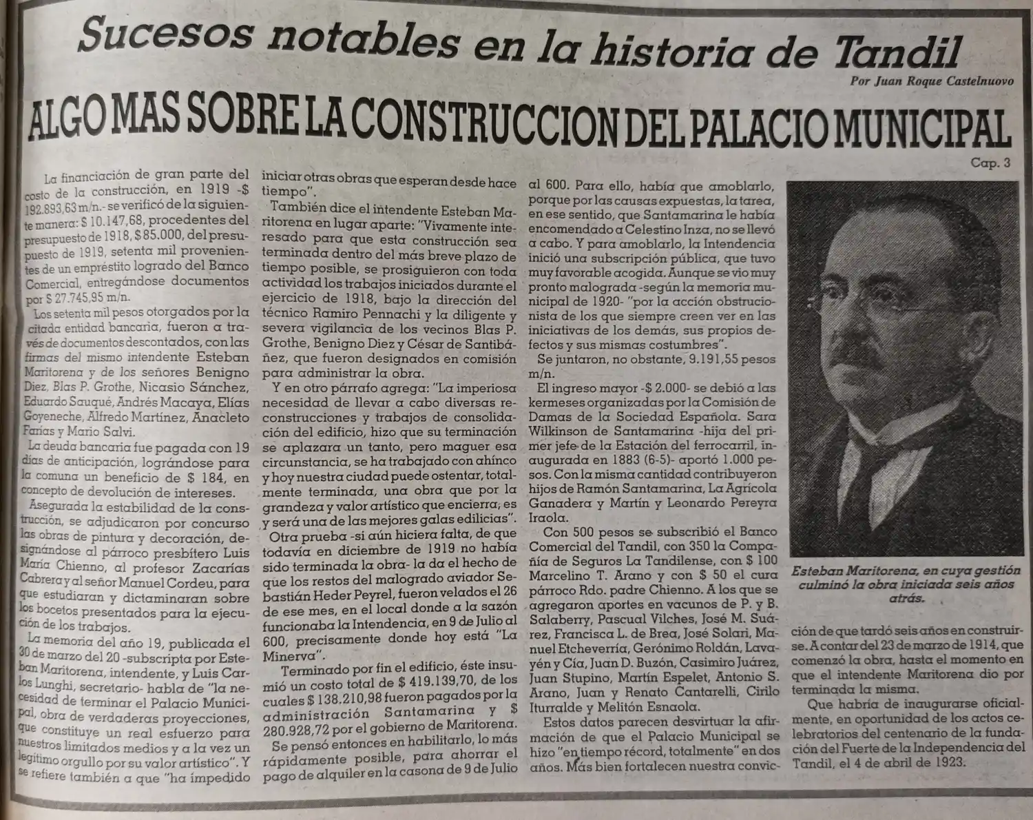 Algo más sobre la construcción del Palacio Municipal - Cap. 3.