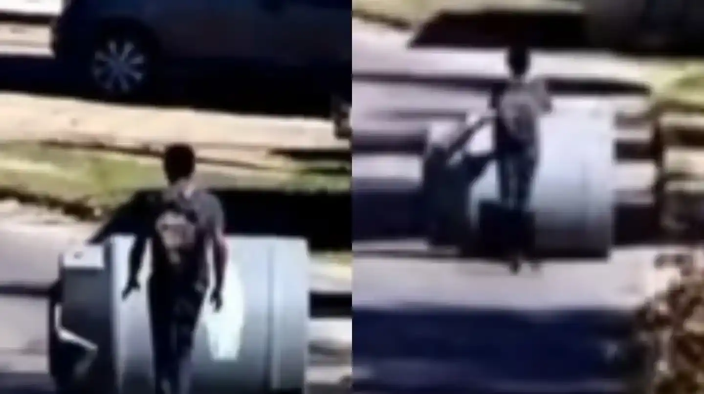 Lo llevó rodando por la calle.