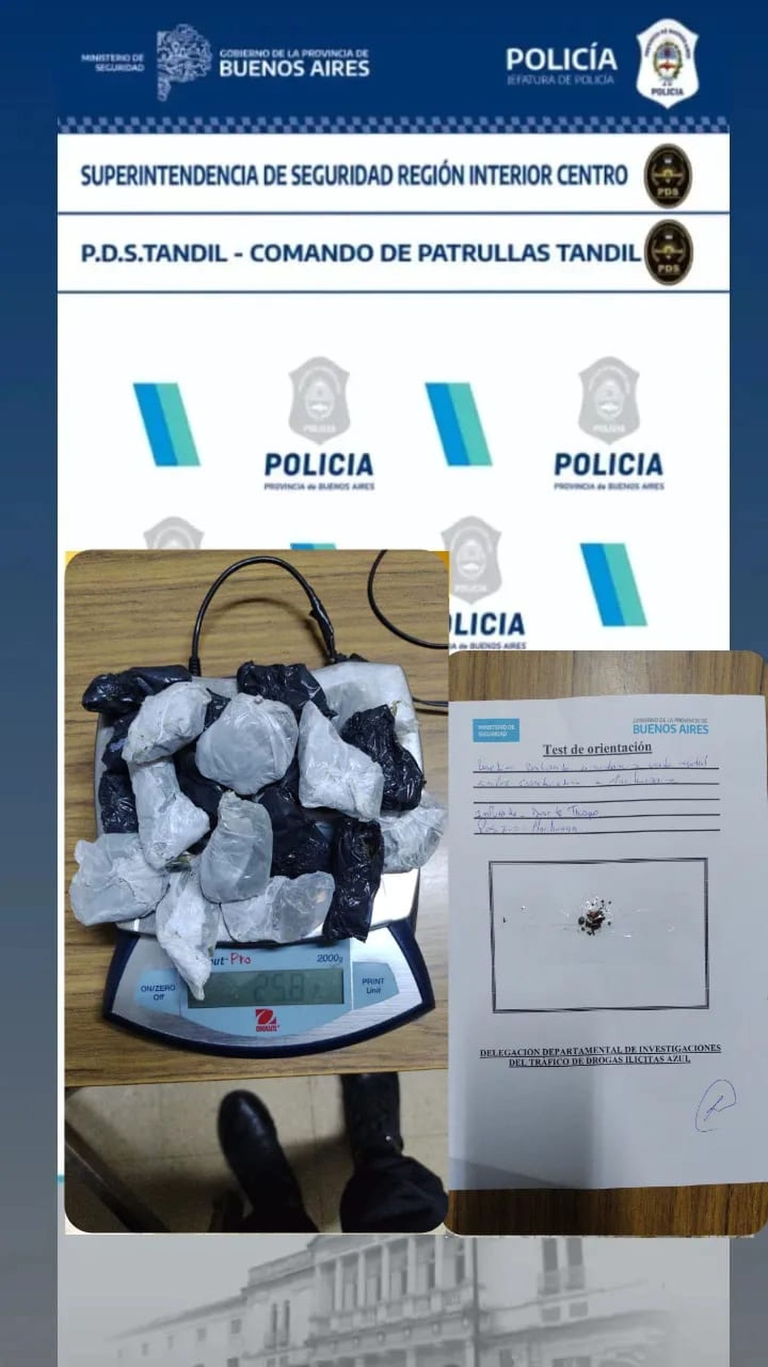 Dos menores de 17 años fueron aprehendidos con 22 bolsas de nylon las cuales se comprobó que contenían 25,8 gramos de marihuana