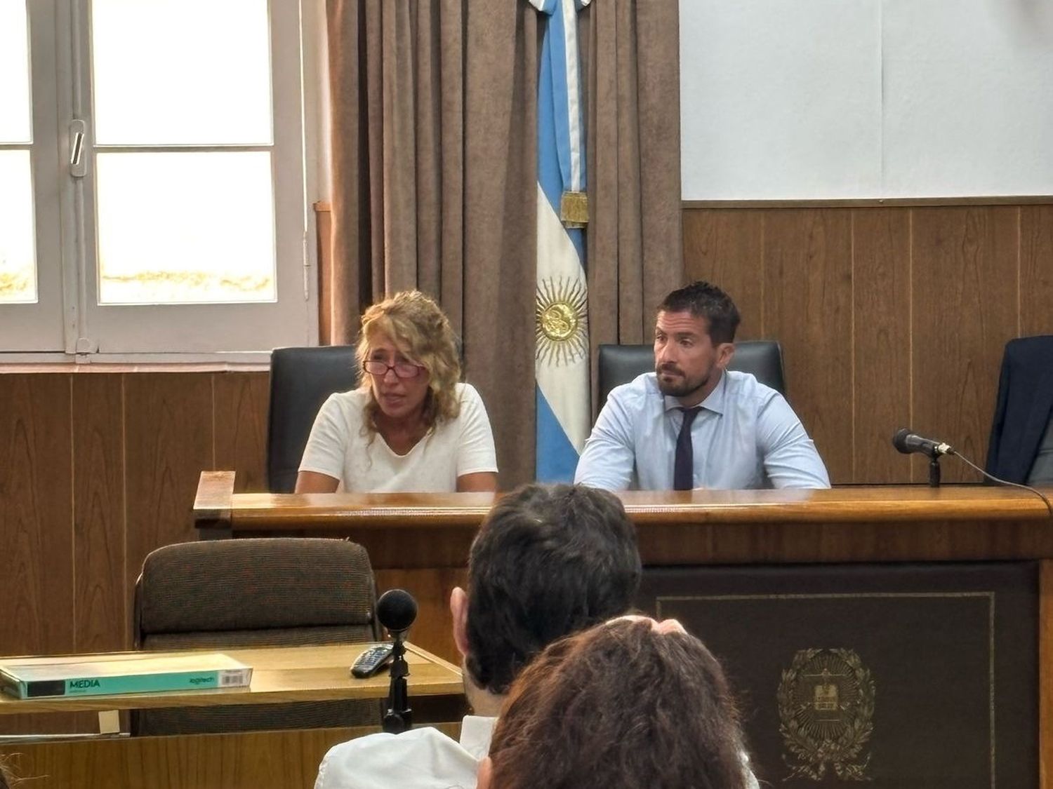 Los jueces Irigoyen Testa y Lamberti, durante la audiencia de esta mañana