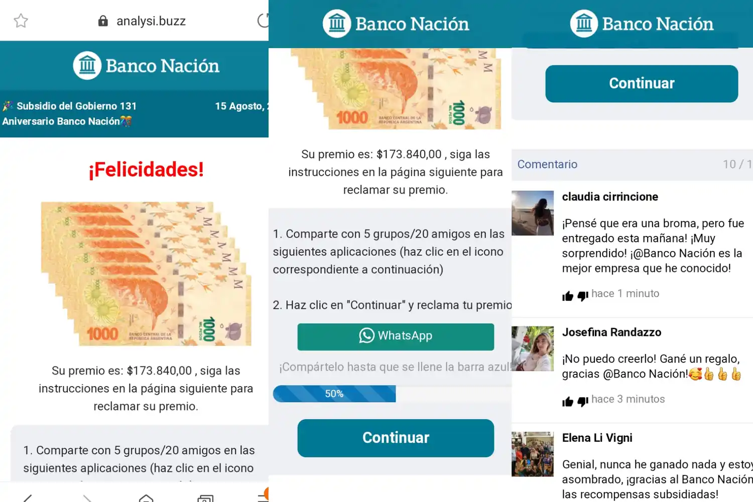 Advierten por intentos de estafa con presuntos premios del Banco Nación