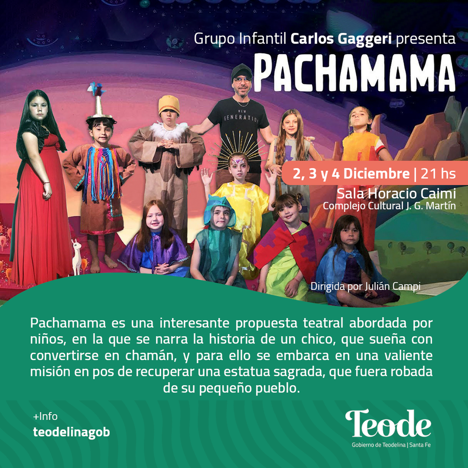 Teodelina: el grupo Carlos Gaggeri presenta Pachamama