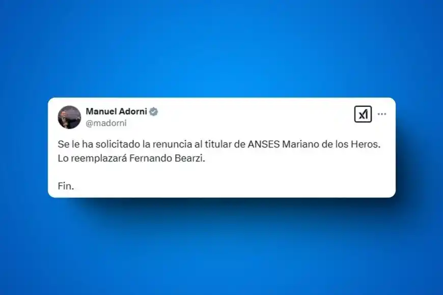 Javier Milei le pidió la renuncia a Mariano de los Heros, titular de la Anses. Gentileza