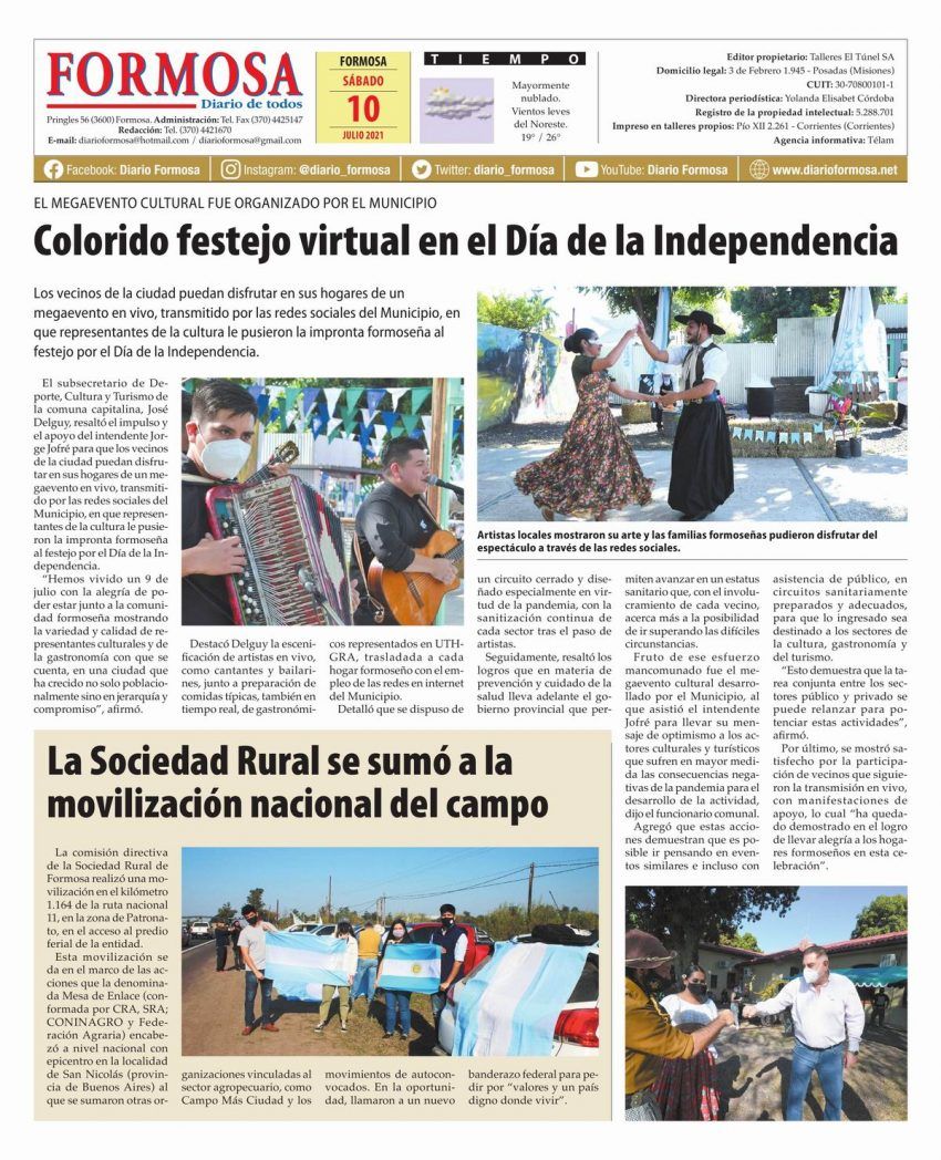 Tapa y Contratapa 10 de julio de 2021
