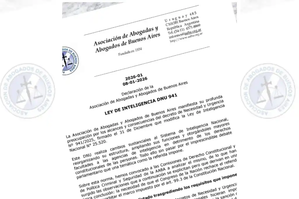 Abogados piden al Congreso rechazar el DNU sobre la ley de Inteligencia