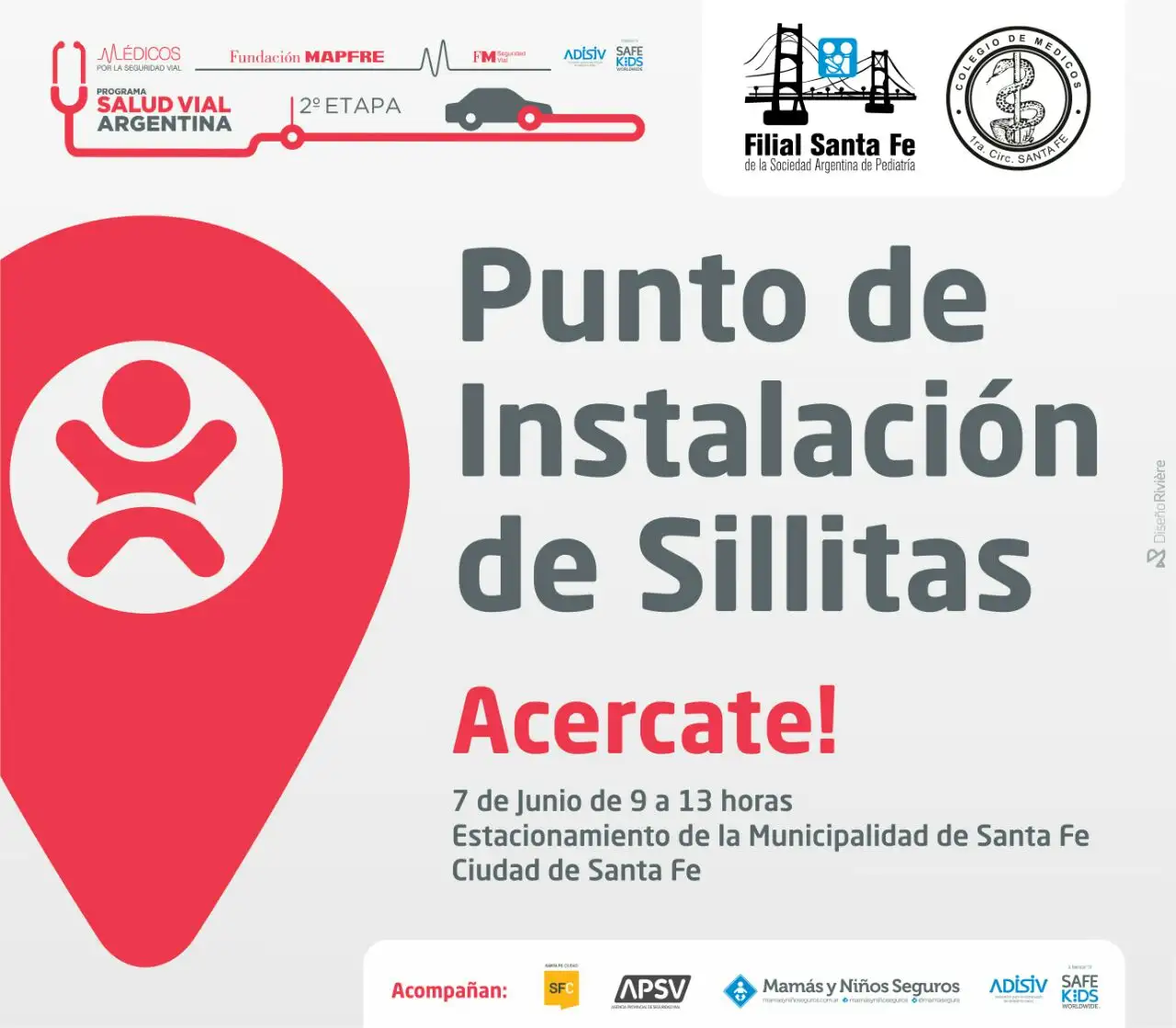 Este miércoles habrá un punto de instalación de sillitas de seguridad vial
