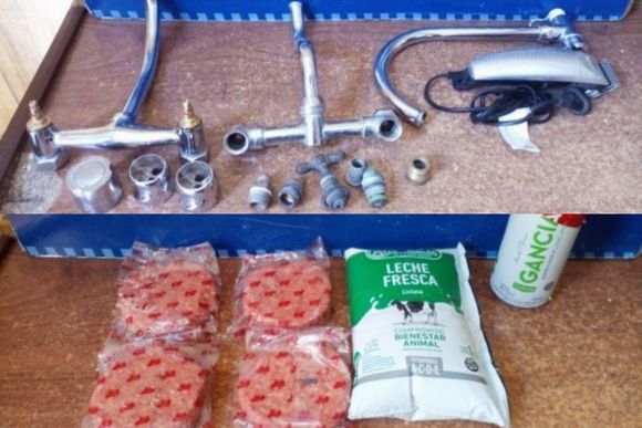 Entró a robar a una casa y lo detuvieron con grifería, hamburguesas, leche y un Gancia